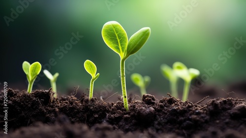 green grass on the ground,Plant seedlings or small trees that grow on fertile soil and soft sun light,Green seedling illustrating concept of new life in early stage photo