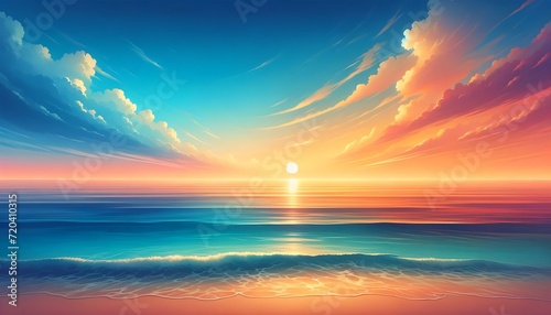 Gradient color background image with a tranquil ocean sunrise theme