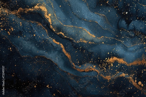 A close-up of the wallpaper in blue and gold. Generative Ai. © Mimix