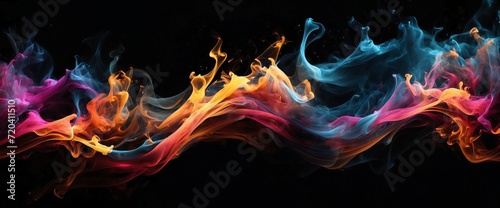 Wavy colored smoke on a black background