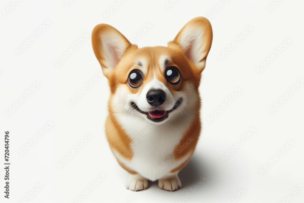 full body Funny Portrait of surprised corgi dog with bulging big eyes on solid white background. ai generative full body Funny Portrait of surprised corgi dog with bulging big eyes on solid white background. ai generative