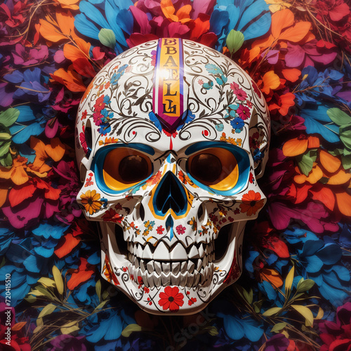 Colorful skull with the word skull