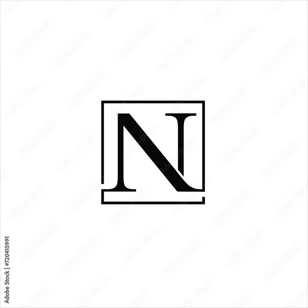 N initial logo inside square frame N initial logo inside square frame