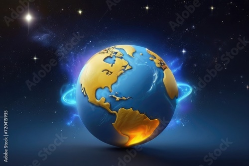 3d neon dark earth  globe in space  © azait24