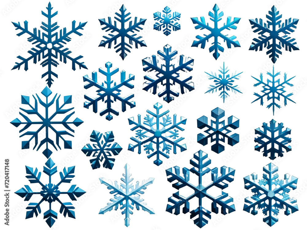 Set of different snowflakes isolated on white background. Macro photo of real snow crystals. Set of different snowflakes isolated on white background. Macro photo of real snow crystals.