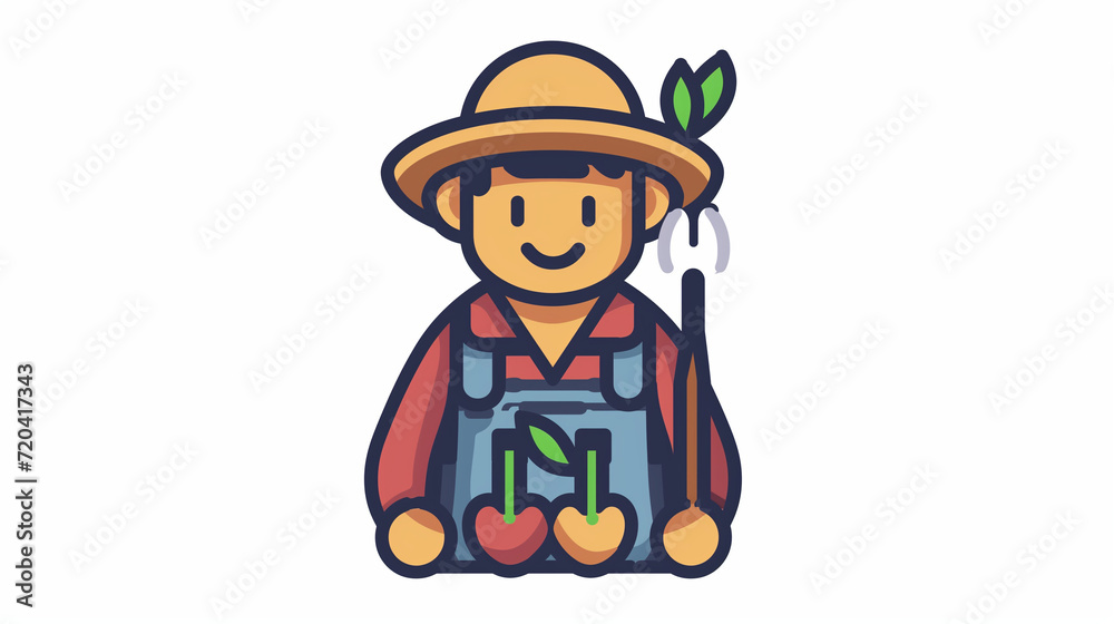 Flat modern logo design of a farmer Flat modern logo design of a farmer