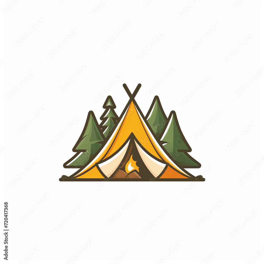 Flat modern logo design of a tent