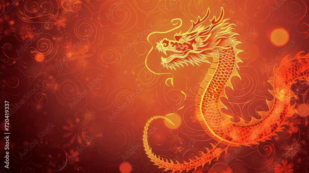 Chinese New Year 2024 Year of the Dragon banner with original colors of this year, Chinese dragon design Chinese New Year 2024 Year of the Dragon banner with original colors of this year, Chinese dragon design