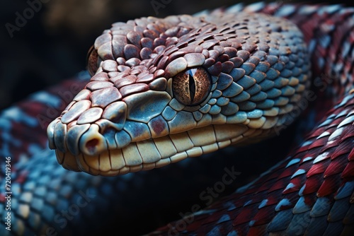 Close-up portrait of a red-nosed rat snake, snake elaphe dione, AI Generated photo
