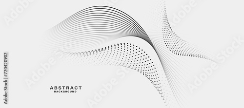 Grey white abstract background with flowing particles. Digital future technology concept.