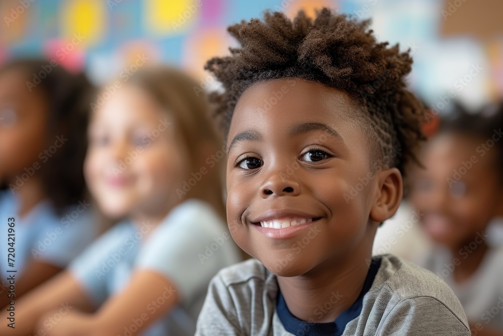 portrait of a smiling little boy in classroom portrait of a smiling little boy in classroom