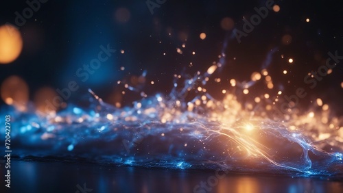 fireworks in the night A blue plasma stream with glowing particles and sparks , 