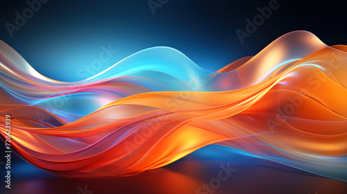 Abstract Background Curved Lines Orange And Blue Combination 