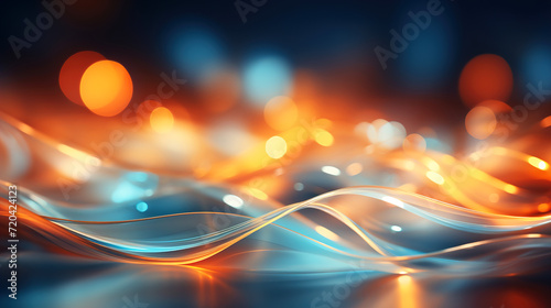 Abstract Background Curved Lines Orange And Blue Combination 