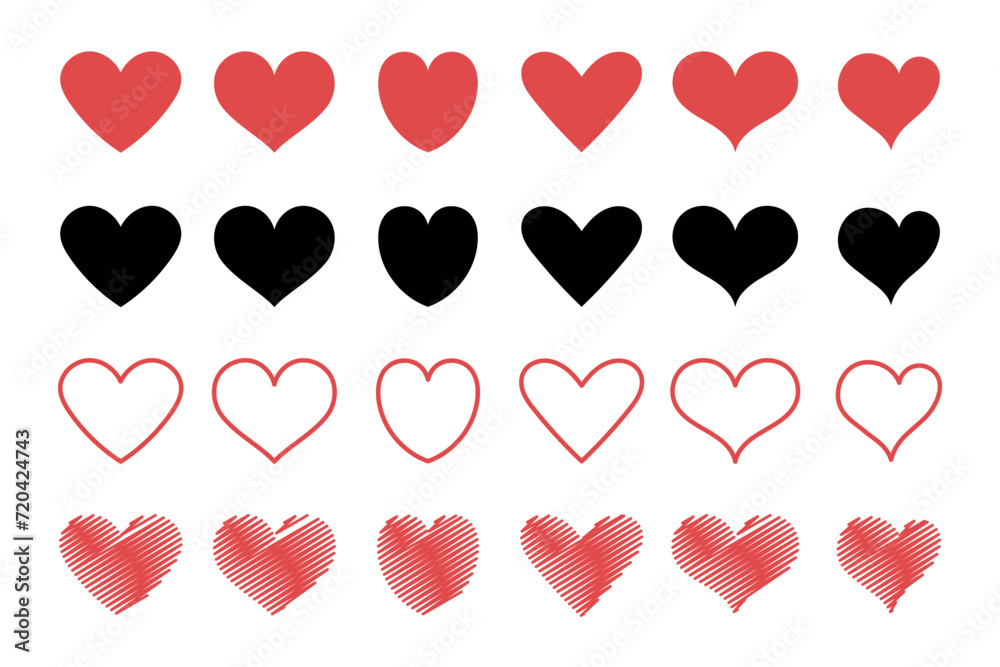 Hearts multiple styles set