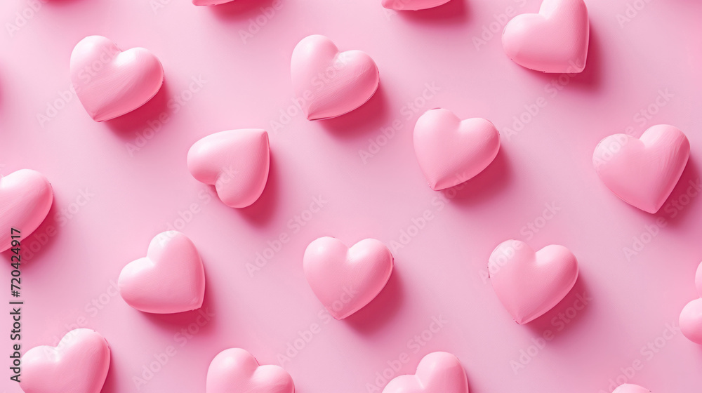 Experience the charm of simplicity with this pastel monochrome pattern. Pink hearts on seamless background offer a romantic touch, making it ideal for Valentine's Day or wedding-themed creations.