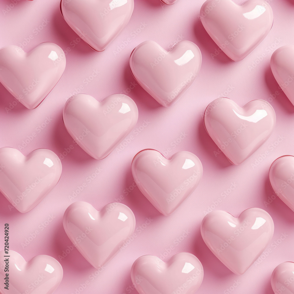 Evoke romance and elegance with this pastel monochrome pattern. Pink hearts on seamless background create a chic aesthetic, making it a delightful choice for Valentine's Day or wedding designs.