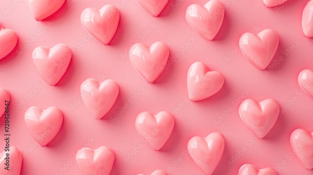 Soft, subtle, and romantic seamless aesthetic pattern features pink hearts on pastel background. A versatile choice for adding a touch of love to your Valentine's Day or wedding-themed projects.