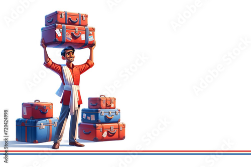 Indian Railway Station CoolieIllustration of Indian Railway Porter: Carrying Luggage at the Station, Carrying Luggage at the Station, Passenger Assistance, Coolie Porter: Indian Railway photo