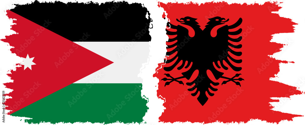 Albania and Jordan grunge flags connection vector Albania and Jordan grunge flags connection vector