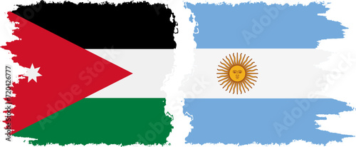 Argentina and Jordan grunge flags connection vector