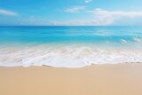 beautiful beach and tropical sea - boost up color processing and boost up color processing, Soft wave of the blue ocean on a sandy beach, Background, AI Generated