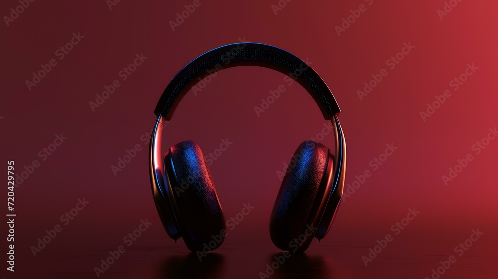 headphones on red background headphones on red background