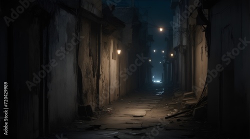 dark alley in the night © Peerawat