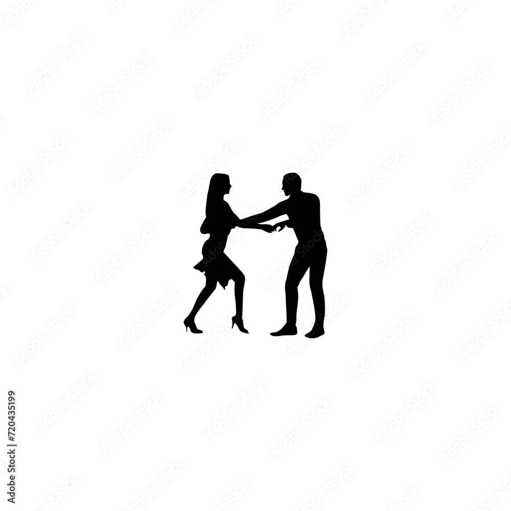 Fototapeta premium Salsa Dancing Couple in action. Perfect for dance studios, and event posters. Dancing people silhouettes—vector work.