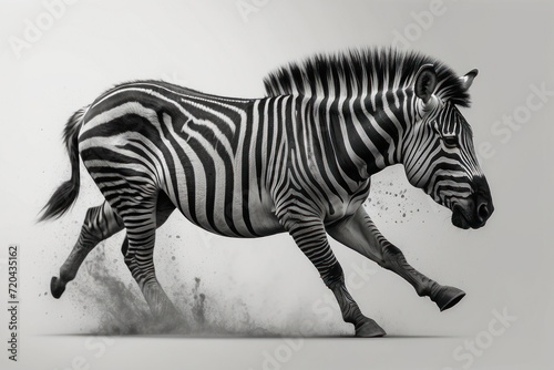Zebra in a white background  showcasing its black and white stripes in a natural and isolated setting  embodying the essence of wildlife and nature in a simple and elegant illustration