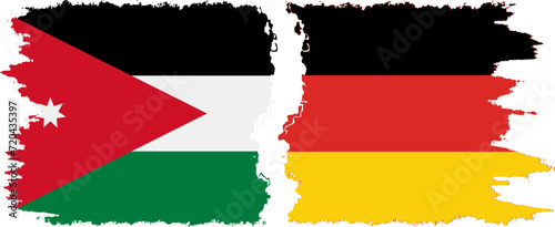 Germany and Jordan grunge flags connection vector