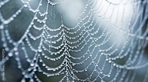 beautiful droplets of water on the spider's web after the rain in the forest