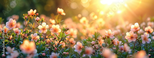 Colorful spring flowers at sunset, banner © stock_acc