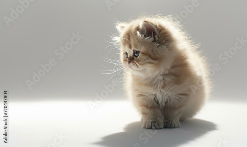 a cute chaton persan devant fond blanc on the light background photo