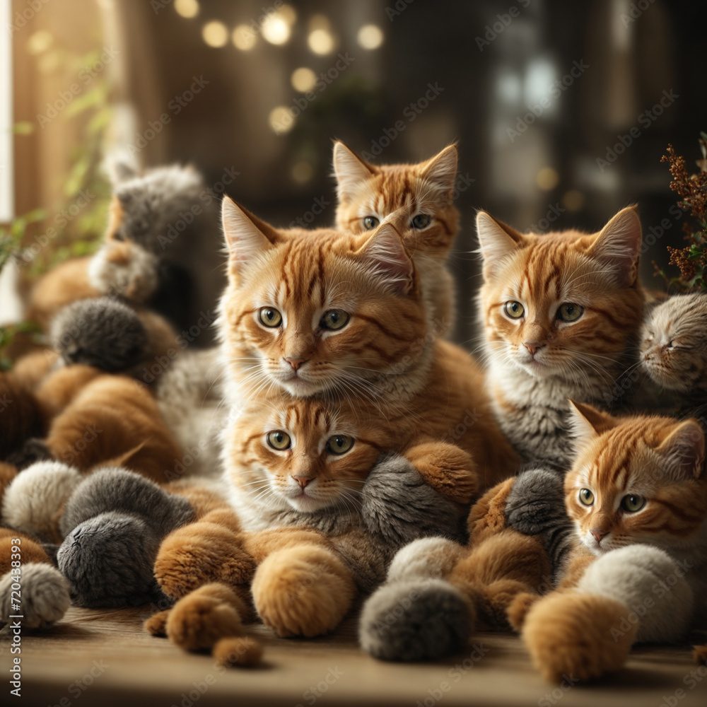 cat with his family 