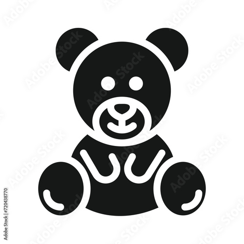 Teddy Bear vector icon. Isolated classic teddy bear  as snuggled by a child when going to sleep.Brown  stuffed toy bear cute  cuddly sign design.