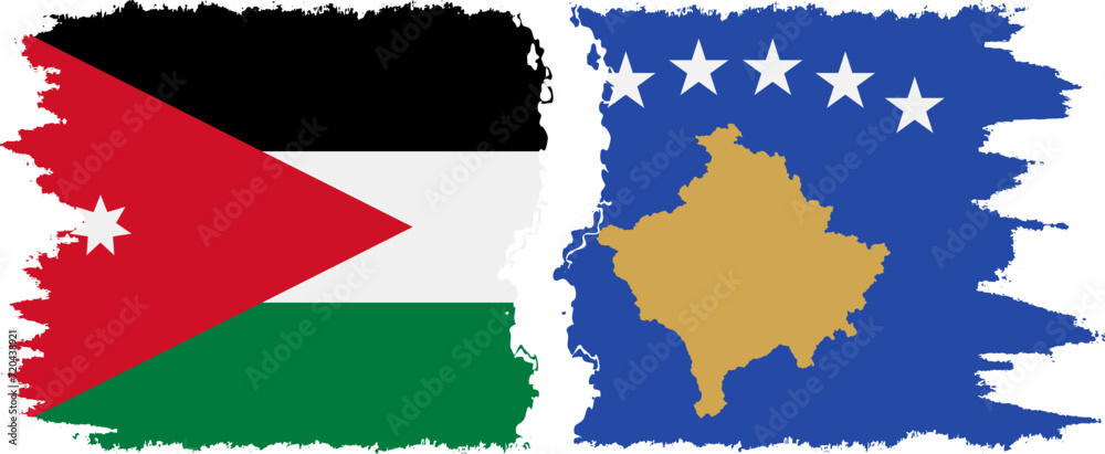 Obraz premium Kosovo and Jordan grunge flags connection vector