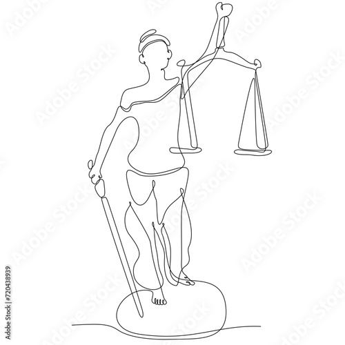 continuous line scales with flat style. Libra vector illustration on isolated background. Mass comparison sign business concept.