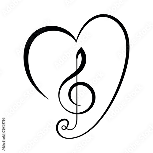 Hand drawn music heart photo