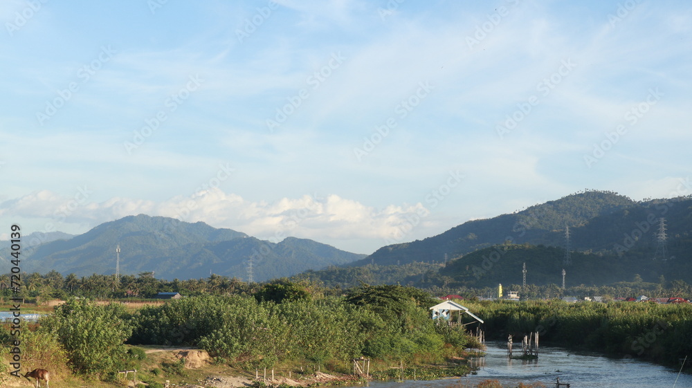Landscape of River and Mountains in Gorontalo, Indonesia