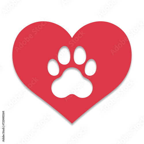 Heart with paw print cutout