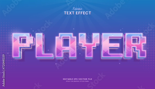 decorative editable neon pixel player text effect vector design
