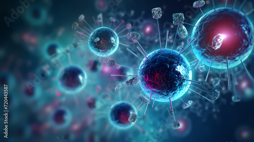 Wallpaper Mural Virus cells abstract science concept, medical research background Torontodigital.ca