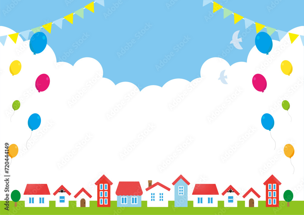 Sky background with flying balloons illustration material. Sky background with flying balloons illustration material.