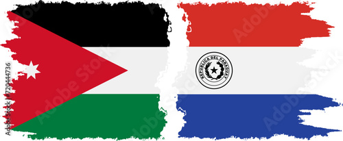 Paraguay and Jordan grunge flags connection vector
