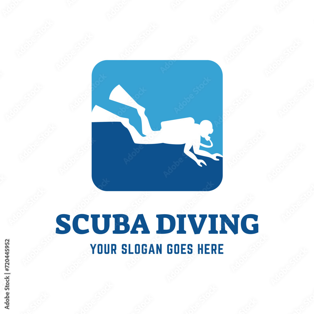 Scuba diving logo design, perfect for diving school and under water adventure logo design