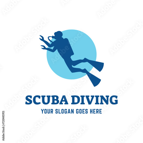 Scuba diving logo design, perfect for diving school and under water adventure logo design