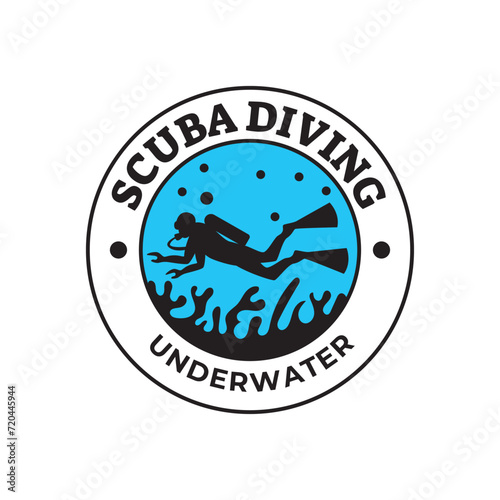 Scuba diving logo design, perfect for diving school and under water adventure logo design