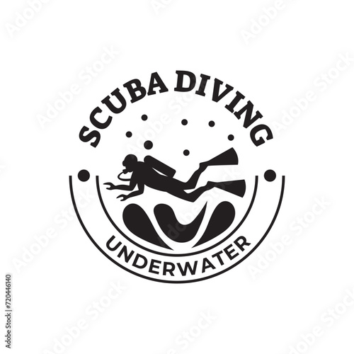 Scuba diving logo design, perfect for diving school and under water adventure logo design