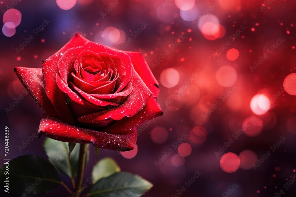 A red rose in full bloom beautiful on bokeh background A red rose in full bloom beautiful on bokeh background